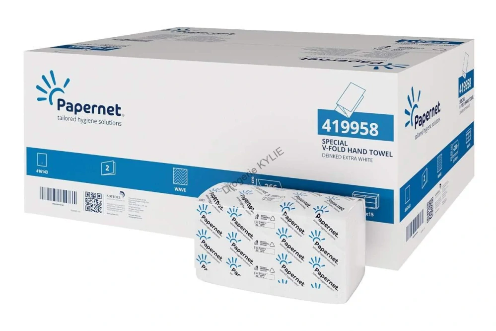 Papírové ručníky skládané Papernet 2-vrstvé extra bílé, 3990 ks